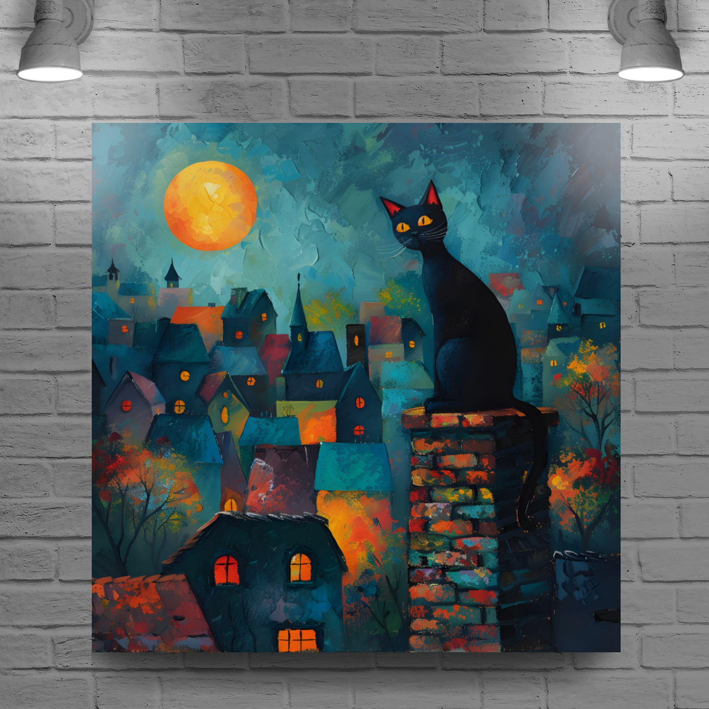 Twilight Over Rooftops  Deluxe Box Square Canvas Prints