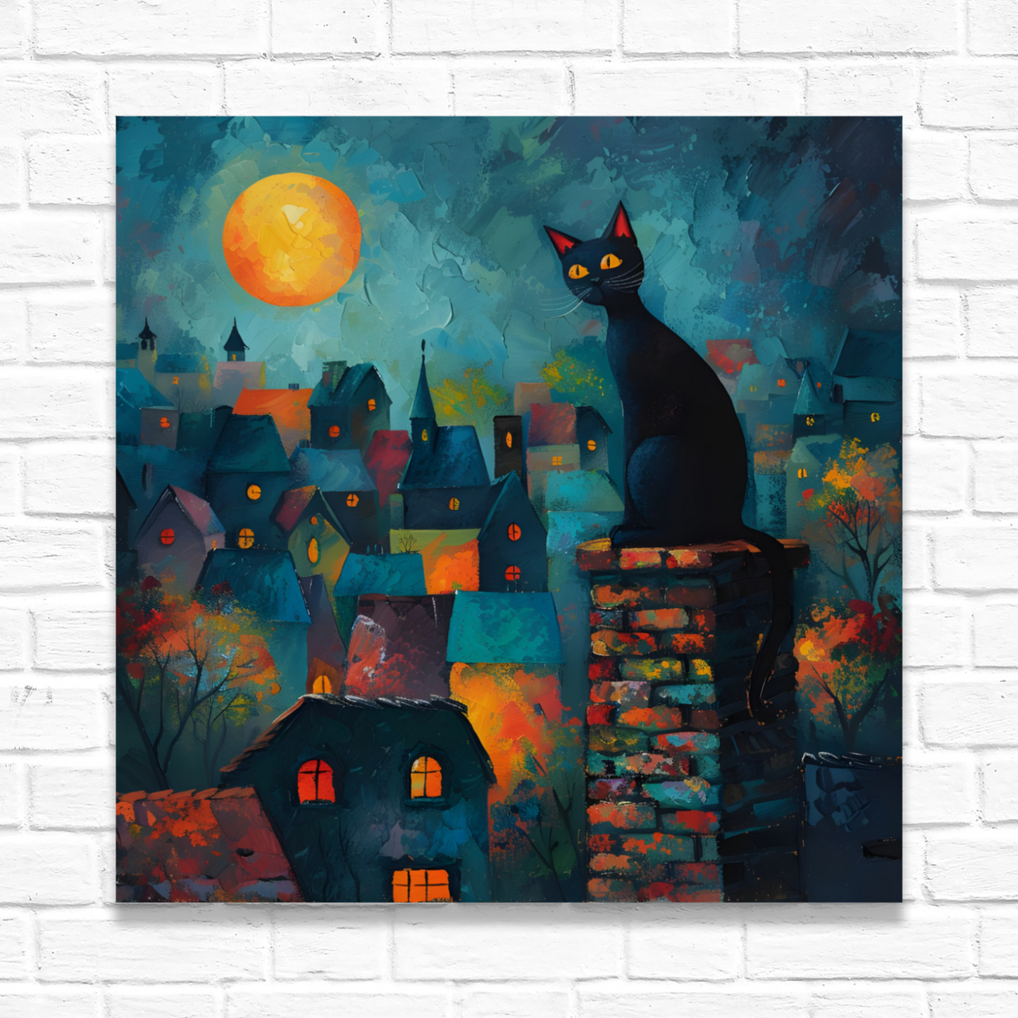 Twilight Over Rooftops  Deluxe Box Square Canvas Prints