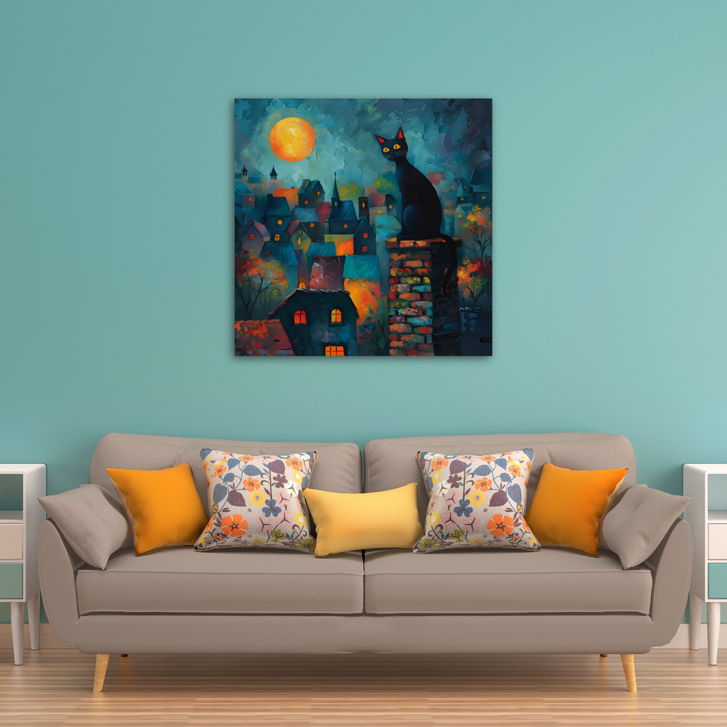 Twilight Over Rooftops  Deluxe Box Square Canvas Prints