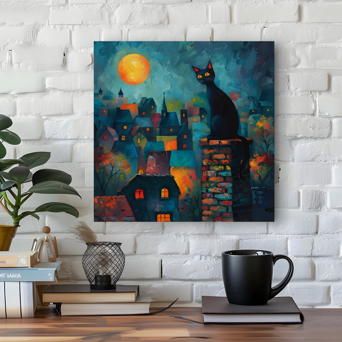 Twilight Over Rooftops  Deluxe Box Square Canvas Prints