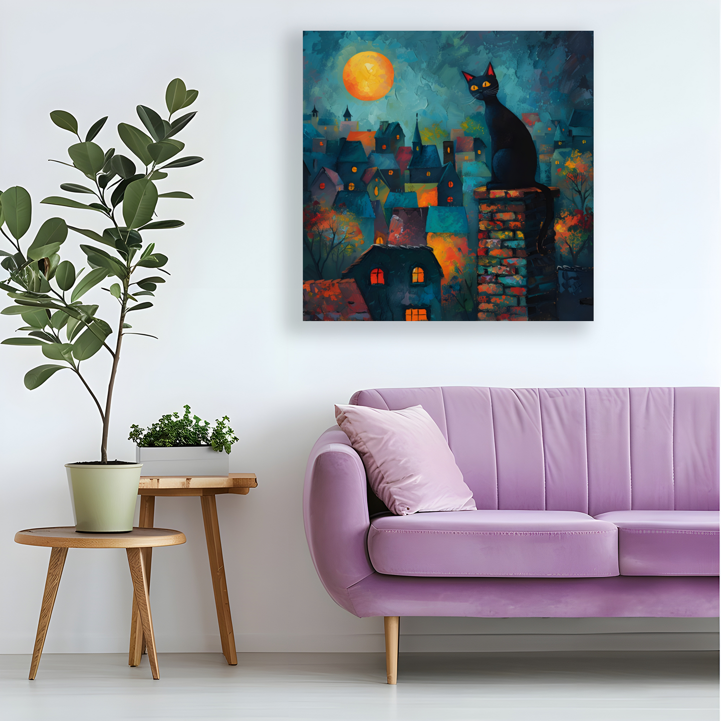 Twilight Over Rooftops  Deluxe Box Square Canvas Prints