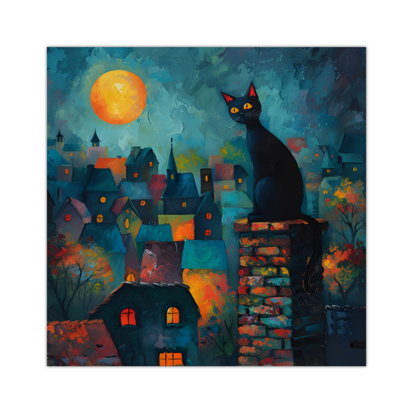 Twilight Over Rooftops  Deluxe Box Square Canvas Prints