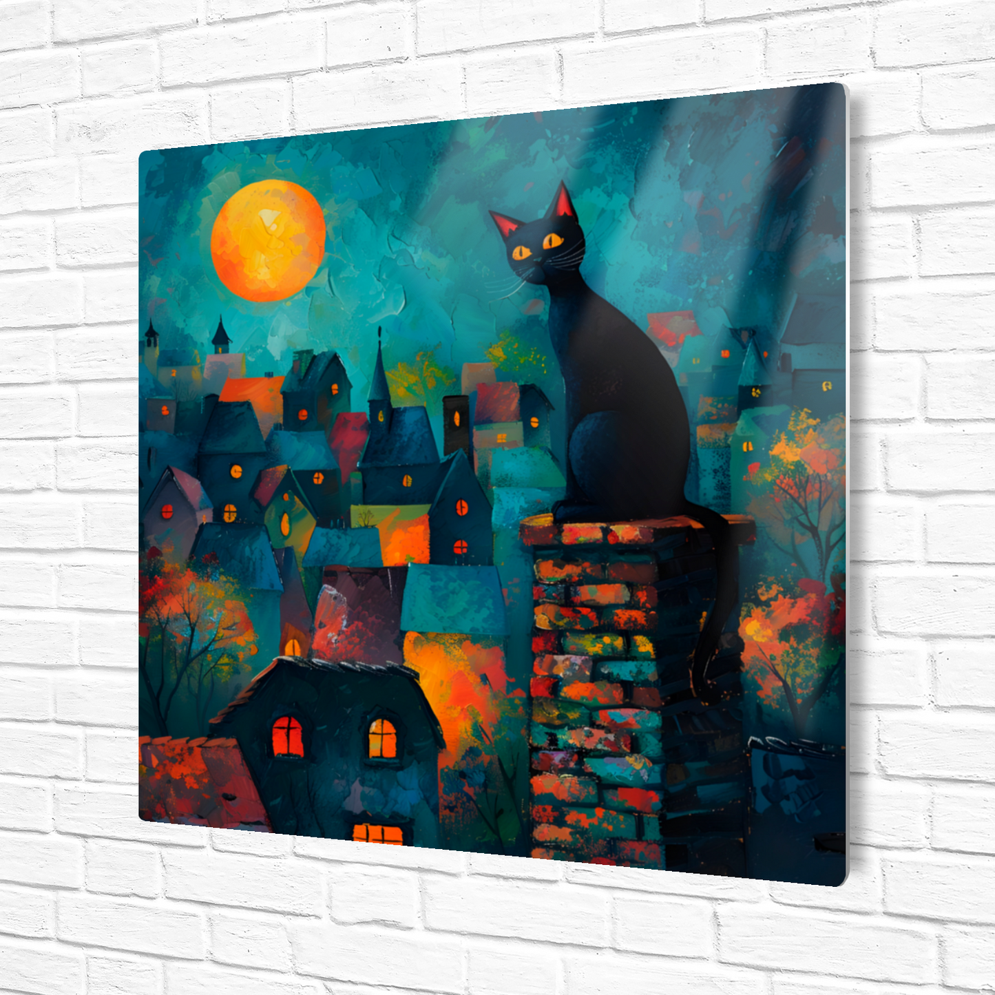 Twilight Over Rooftops Premium Square Aluminum Prints