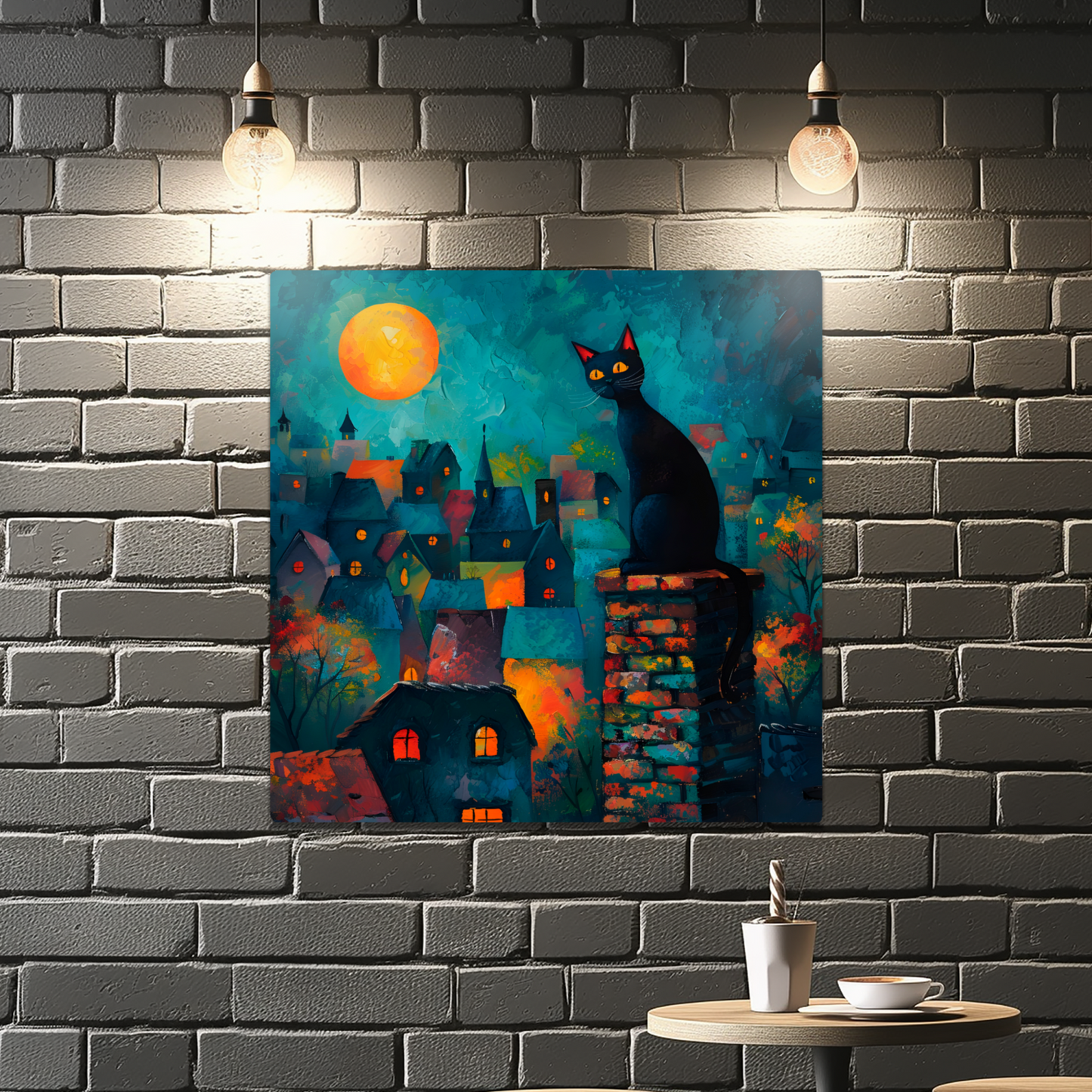 Twilight Over Rooftops Premium Square Aluminum Prints