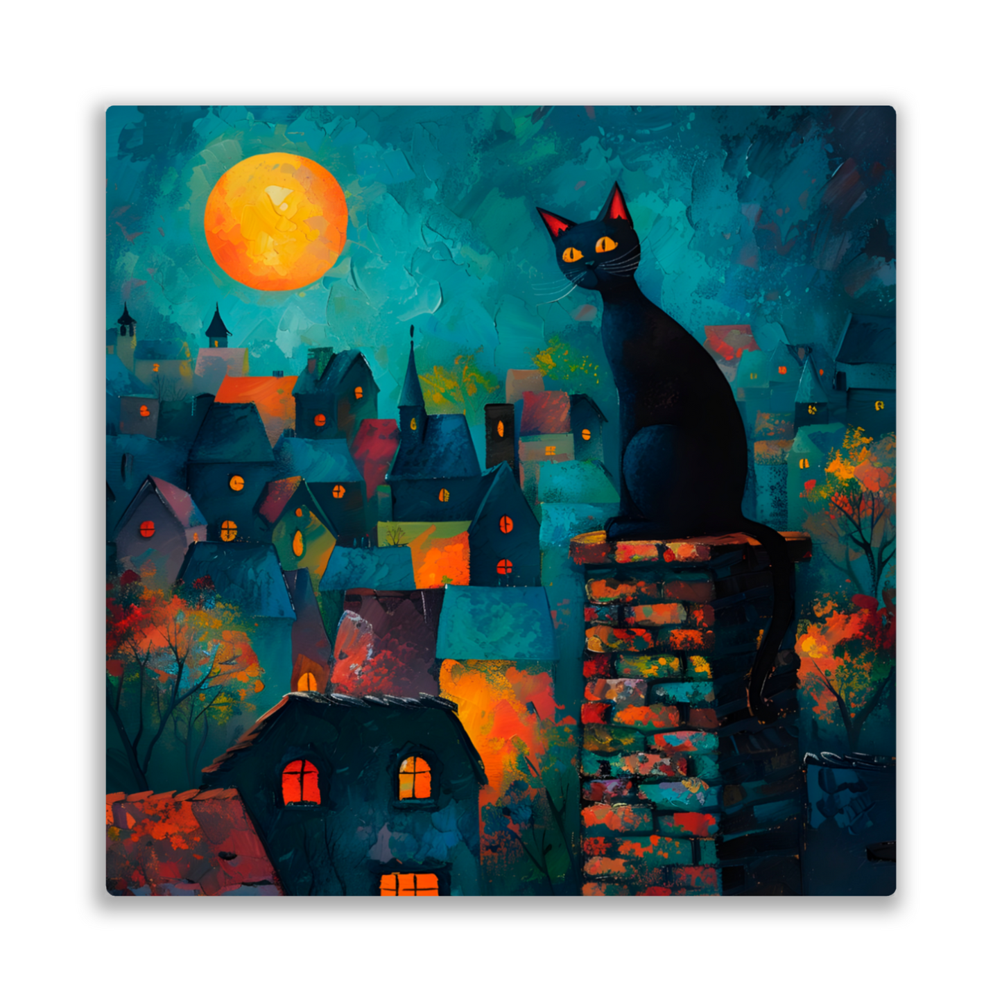 Twilight Over Rooftops Premium Square Aluminum Prints