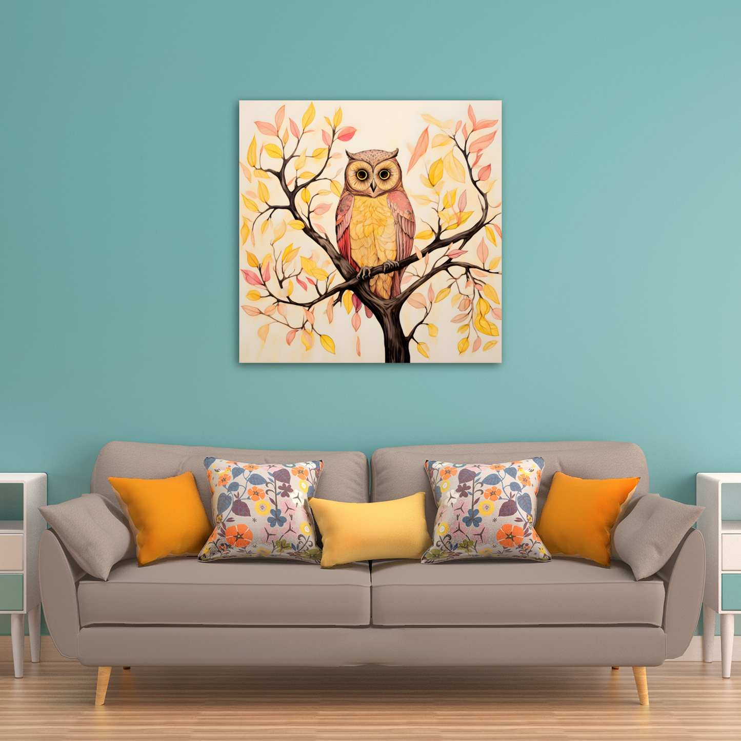 Owls Perch  Deluxe Box Square Canvas Prints