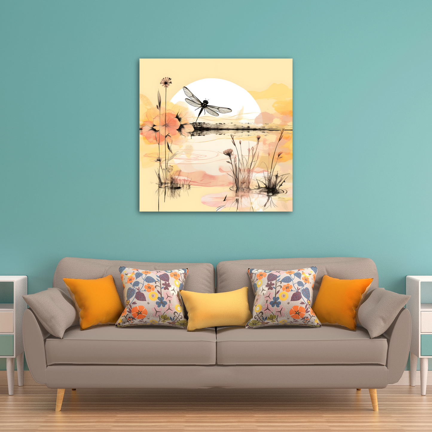 Dragonfly Reflections  Deluxe Box Square Canvas Prints