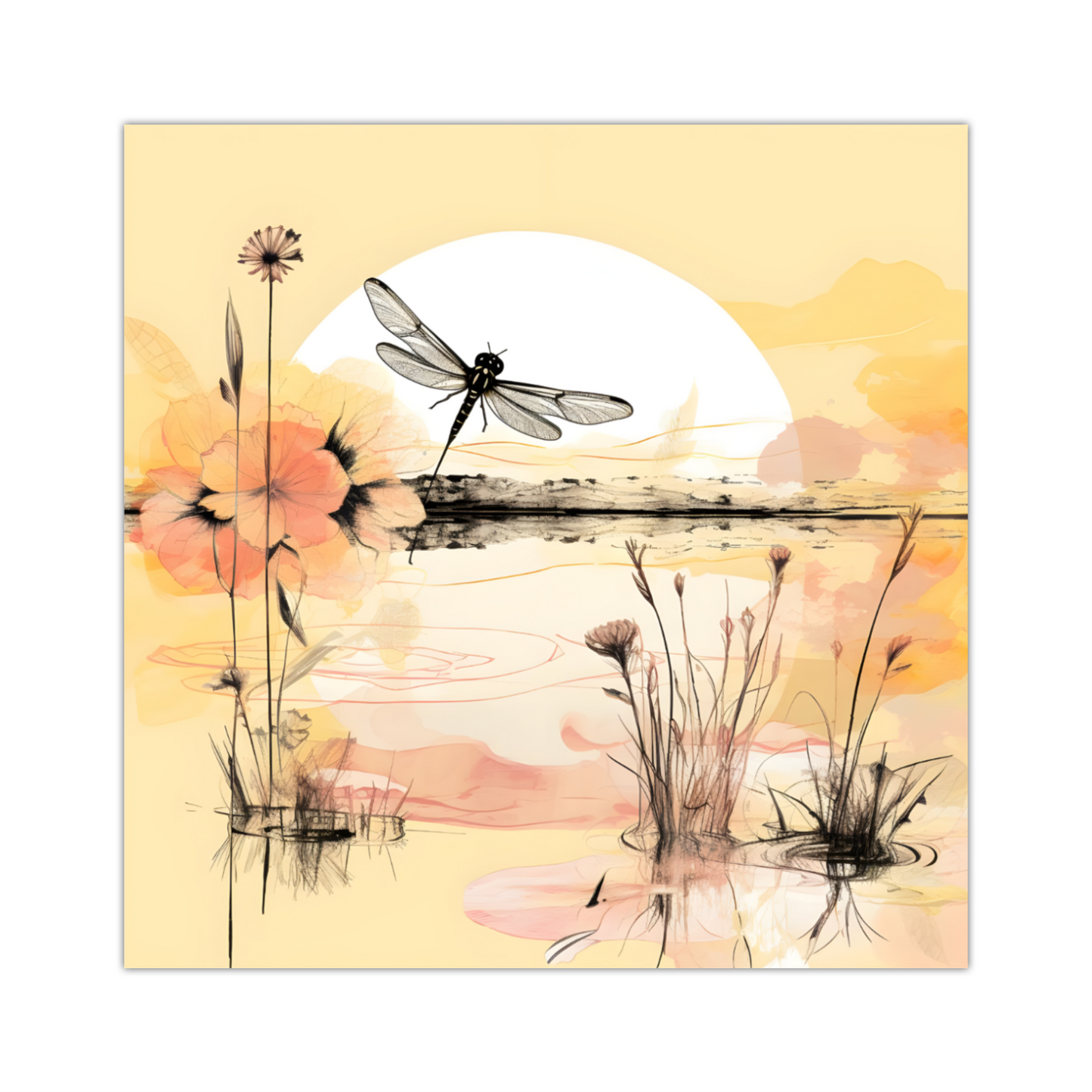 Dragonfly Reflections  Deluxe Box Square Canvas Prints