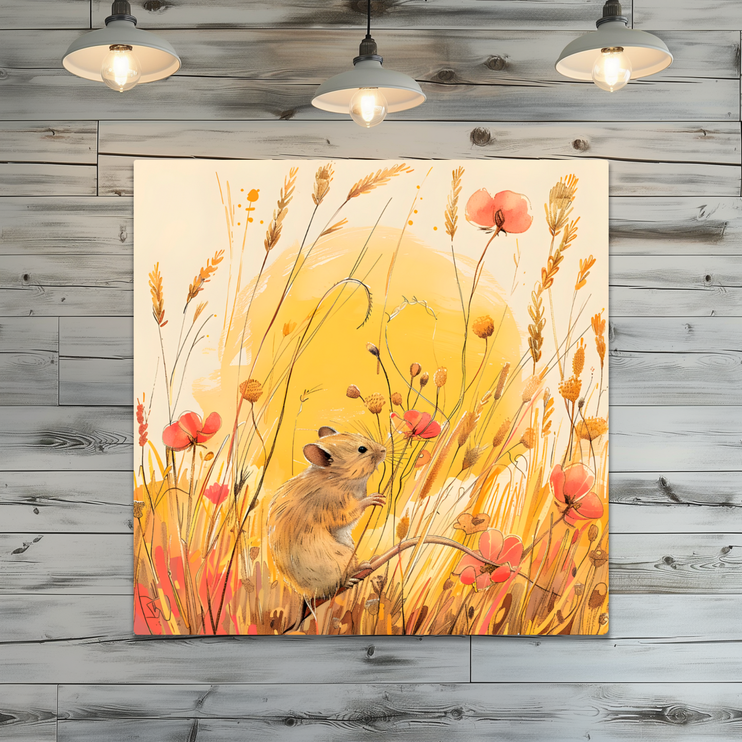 Meadow Mouse Premium Square Aluminum Prints