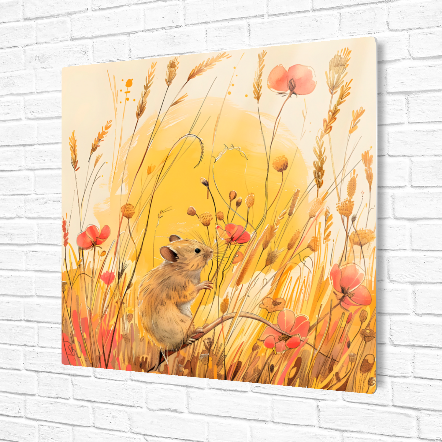 Meadow Mouse Premium Square Aluminum Prints