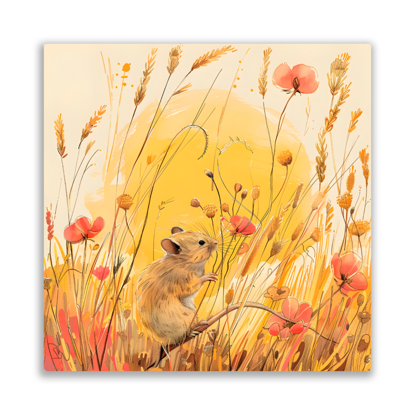 Meadow Mouse Premium Square Aluminum Prints