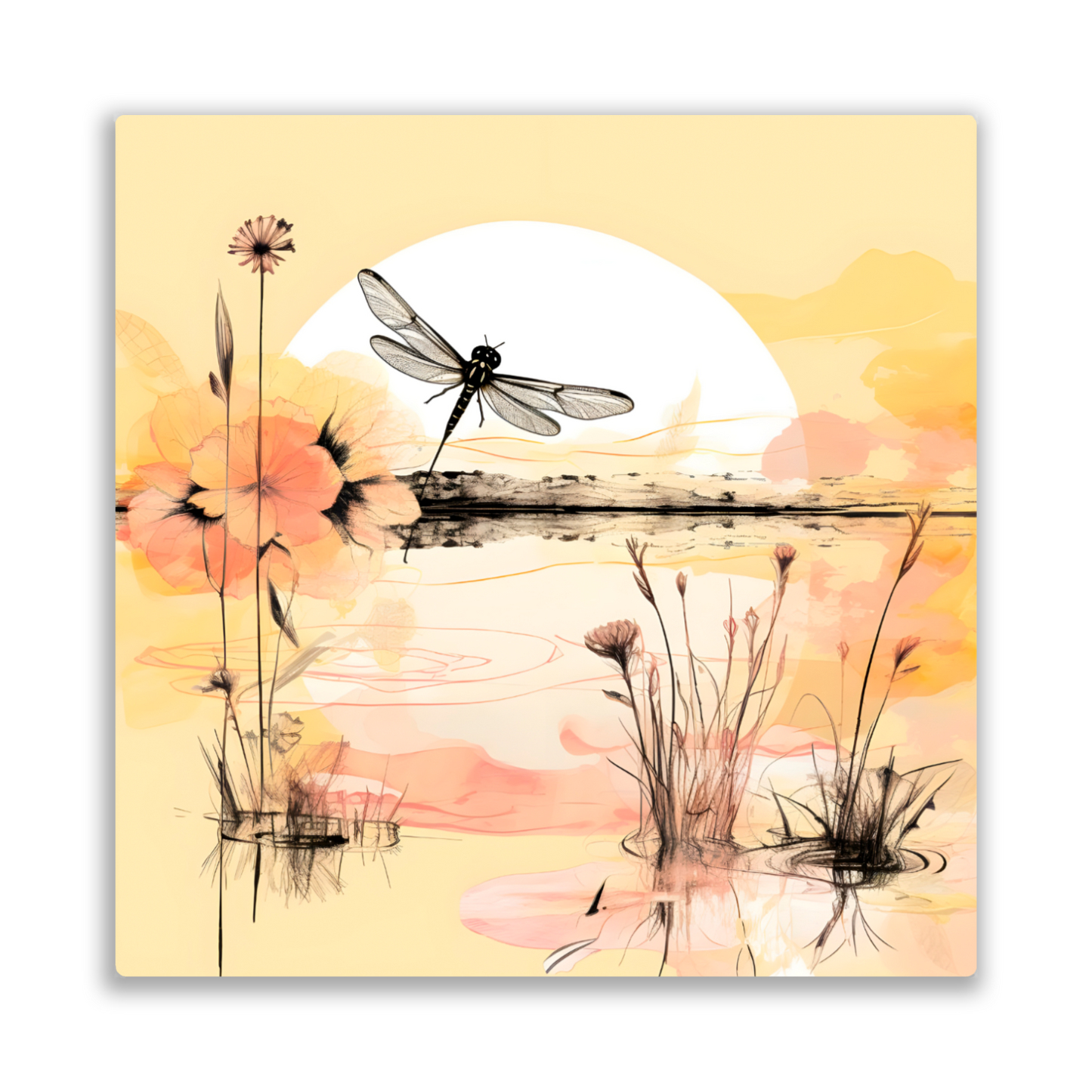 Dragonfly Reflections Premium Square Aluminum Prints