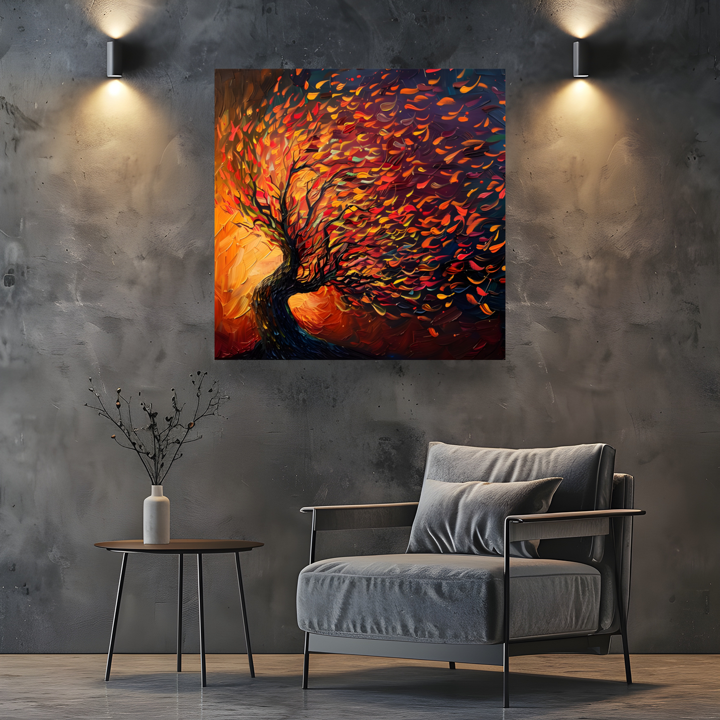 Tree of Life Fiery Elegance Deluxe Box Canvas Prints Square