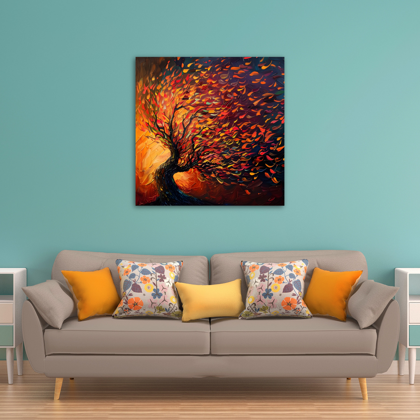 Tree of Life Fiery Elegance Deluxe Box Canvas Prints Square