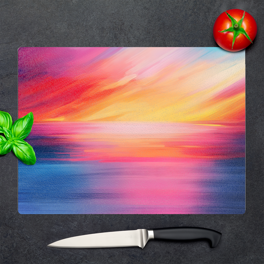 Vibrant Ocean Sunset Textured Glass Chopping Boards