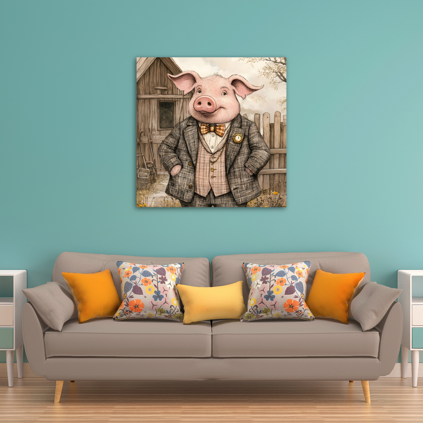 The Posh Porker Deluxe Box Canvas Prints Square