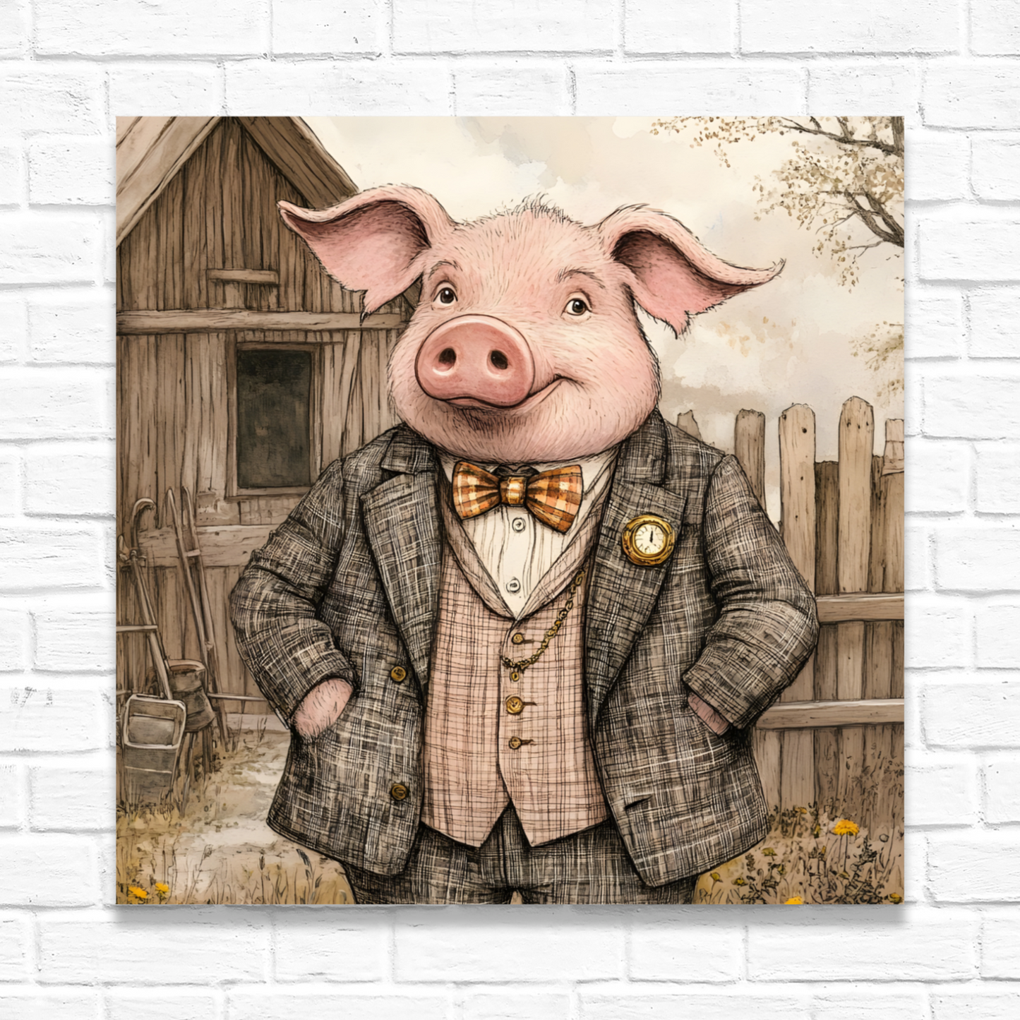 The Posh Porker Deluxe Box Canvas Prints Square