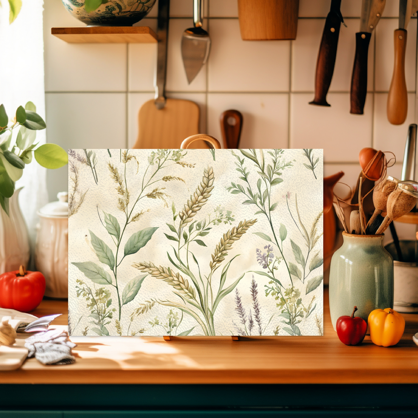 Rustic Wheat Textured Glass Chopping Boards