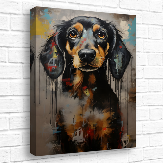 Dachshund Drip  Deluxe Box Portrait Canvas Prints