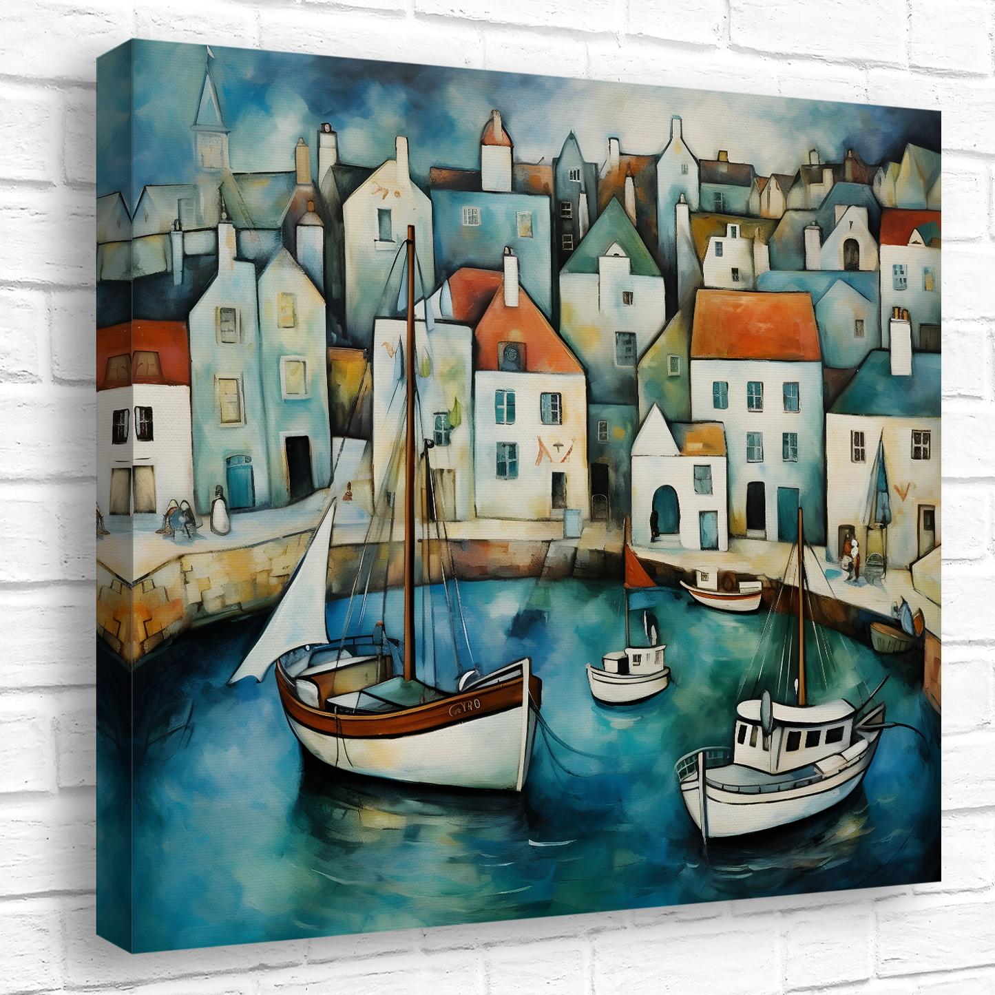 Harbour Hues  Deluxe Box Square Canvas Prints