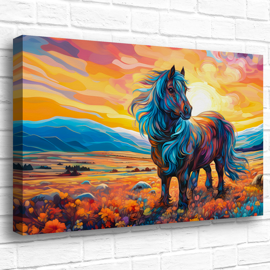 Shetland Pony Deluxe Box Landscape Canvas Print