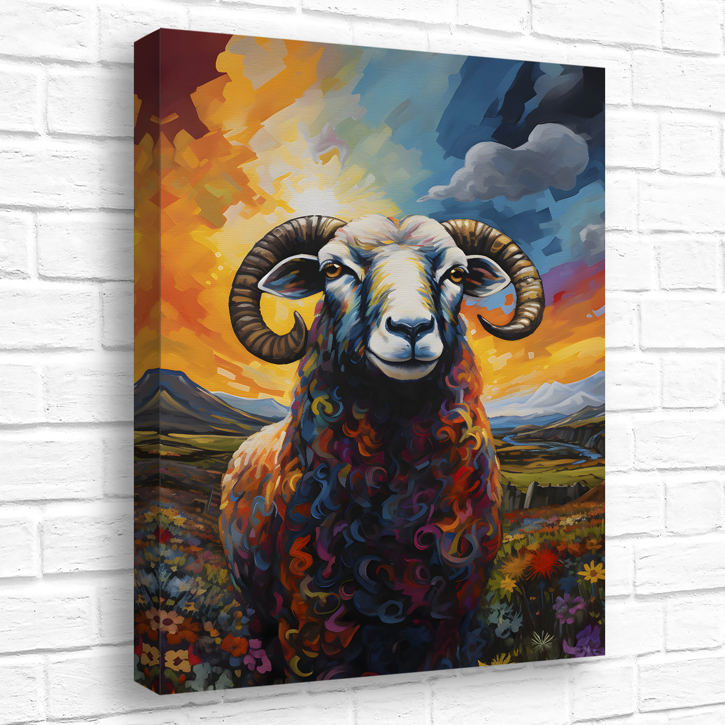 Black Faced Sheep Deluxe Box Portrait Canvas Print