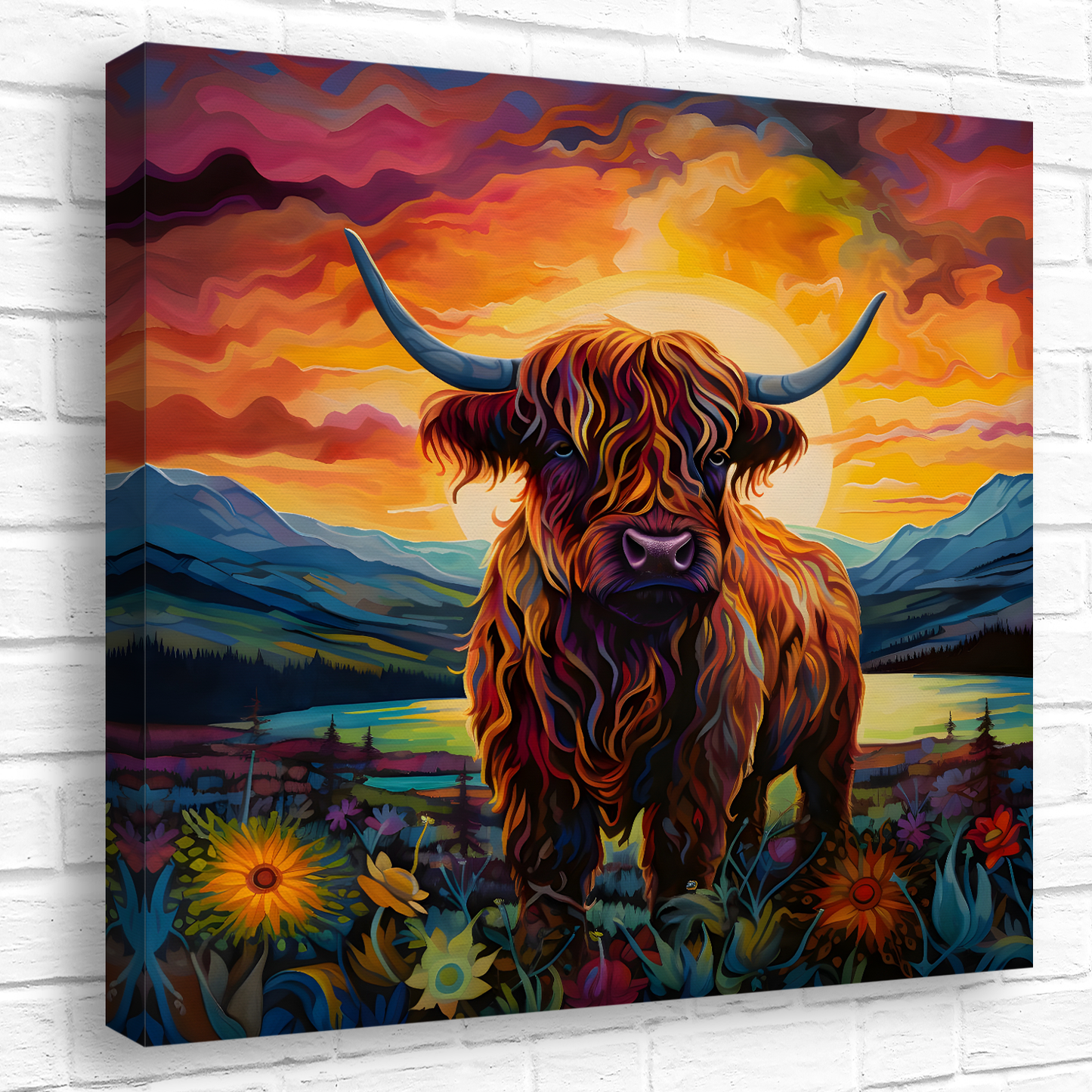 Highland Cow Deluxe Box Square Canvas Print