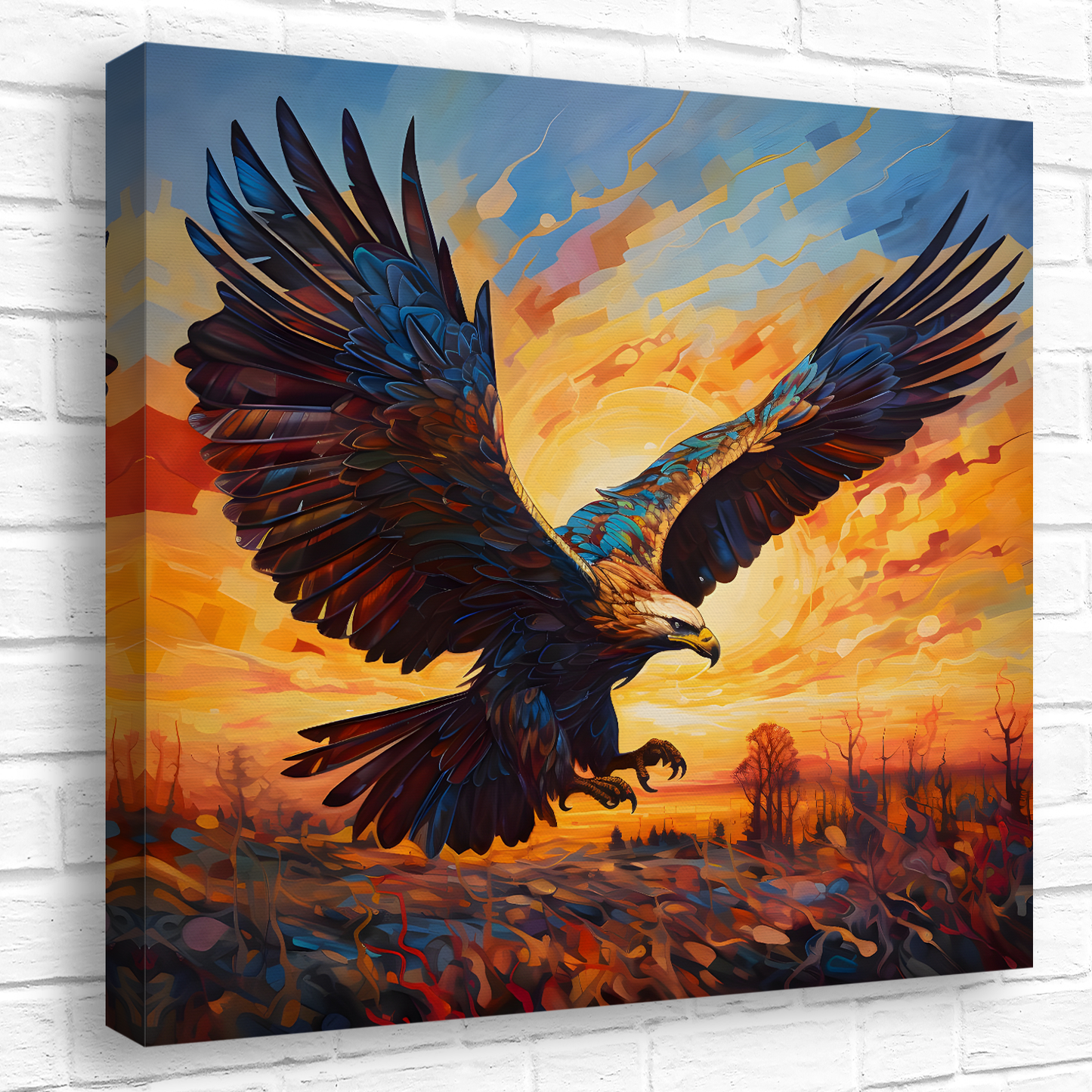 Golden Eagle Deluxe Box Square Canvas Print