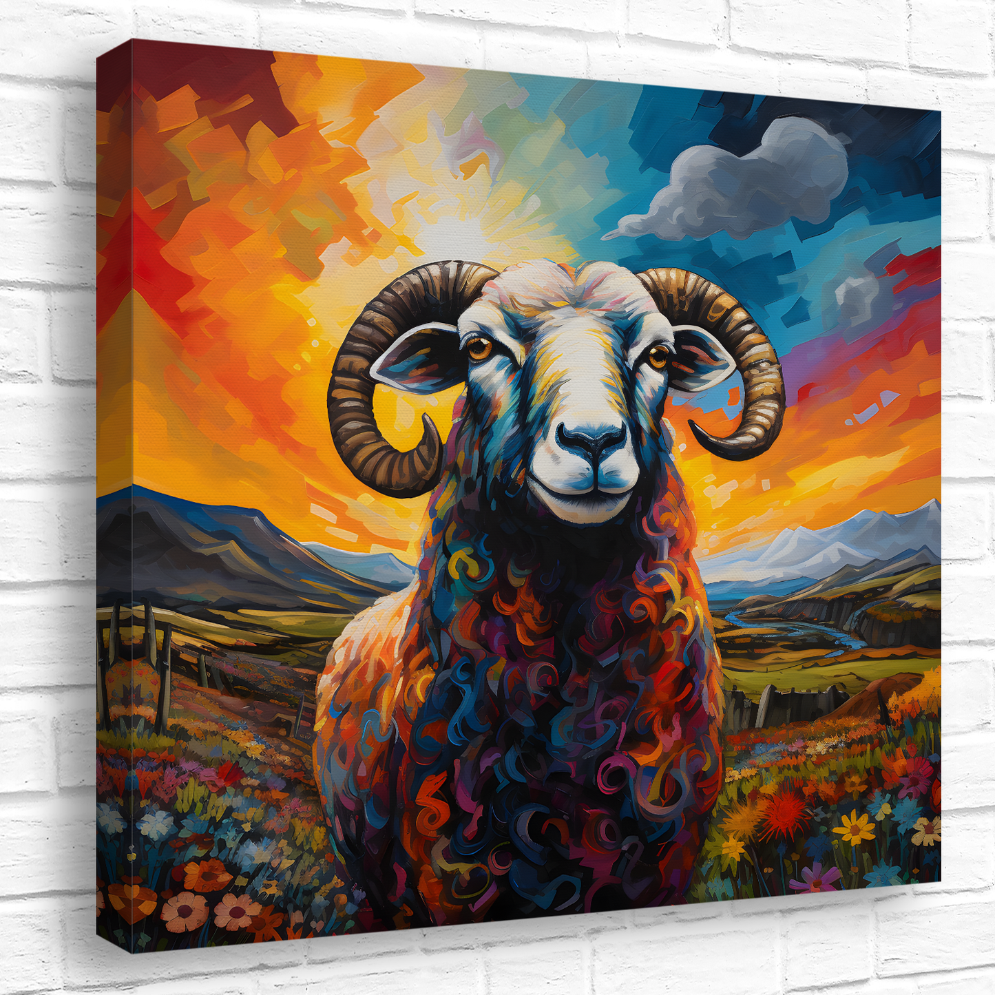 Black Faced Sheep Deluxe Box Square Canvas Print