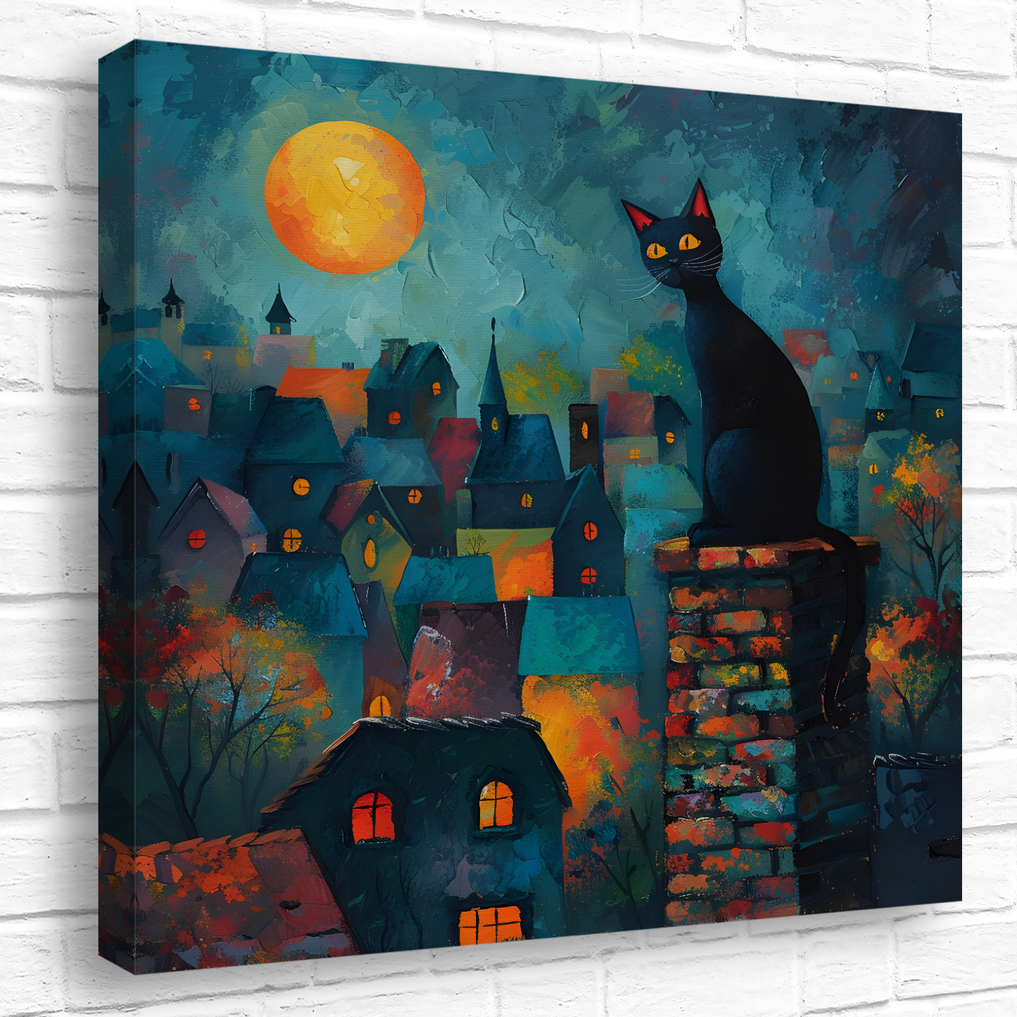 Twilight Over Rooftops  Deluxe Box Square Canvas Prints