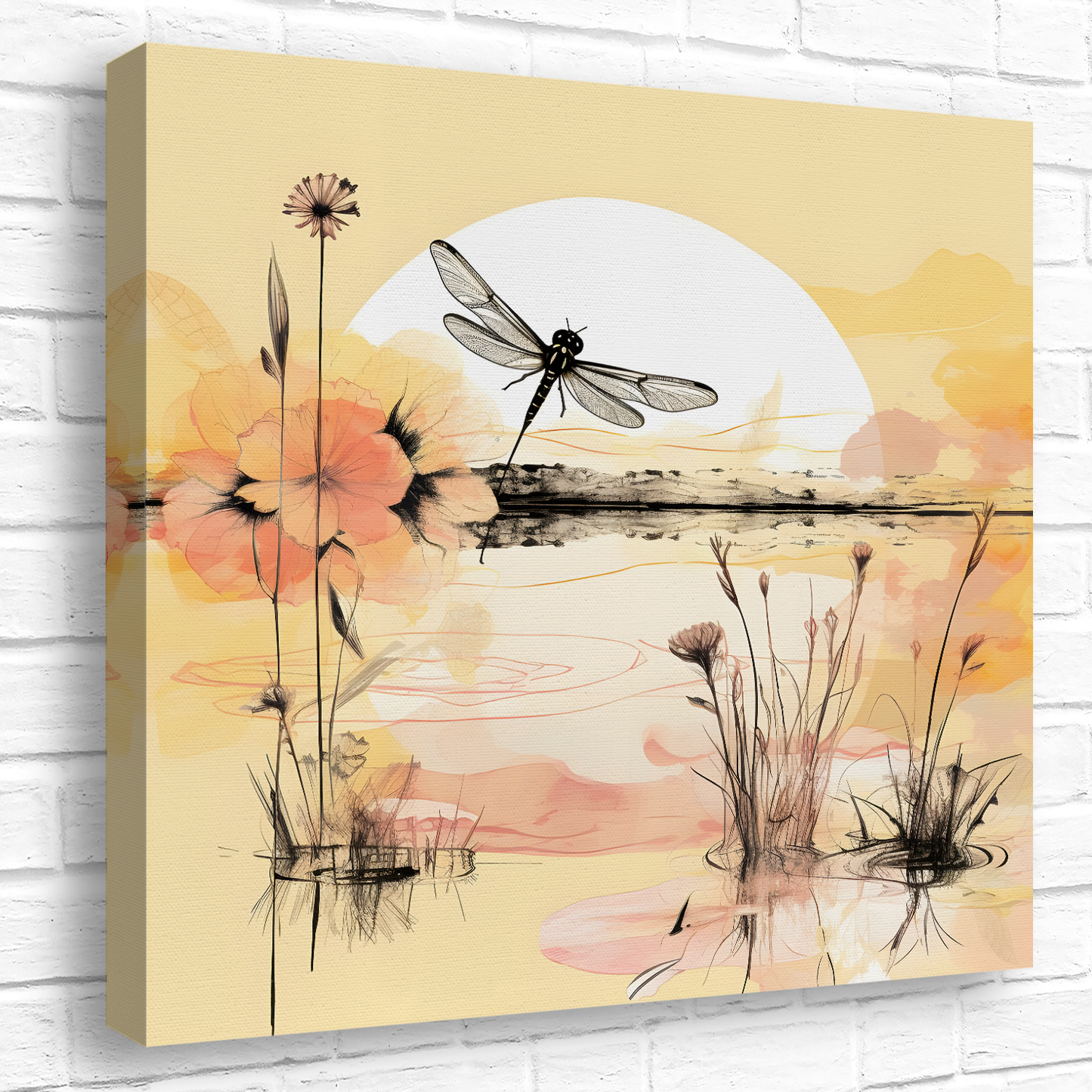 Dragonfly Reflections  Deluxe Box Square Canvas Prints