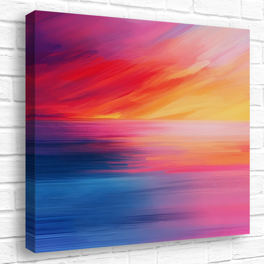 Vibrant Ocean Sunset Deluxe Box Canvas Prints Square