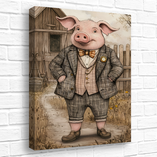 The Posh Porker Deluxe Box Canvas Prints Portrait